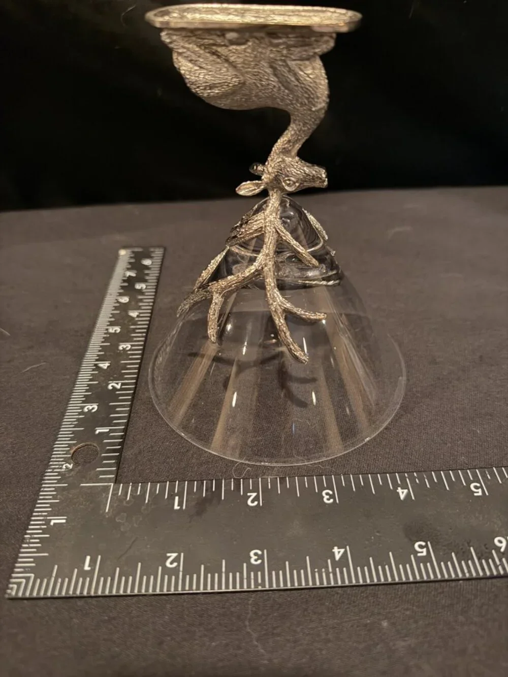 Pottery Barn Stag Martini Glass Retired Pewter Deer Elk Barware HTF Christmas